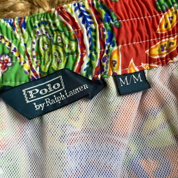 New: Polo Ralph Lauren Y2k Paisley Swim Trunks. Green Pony. Size Medium